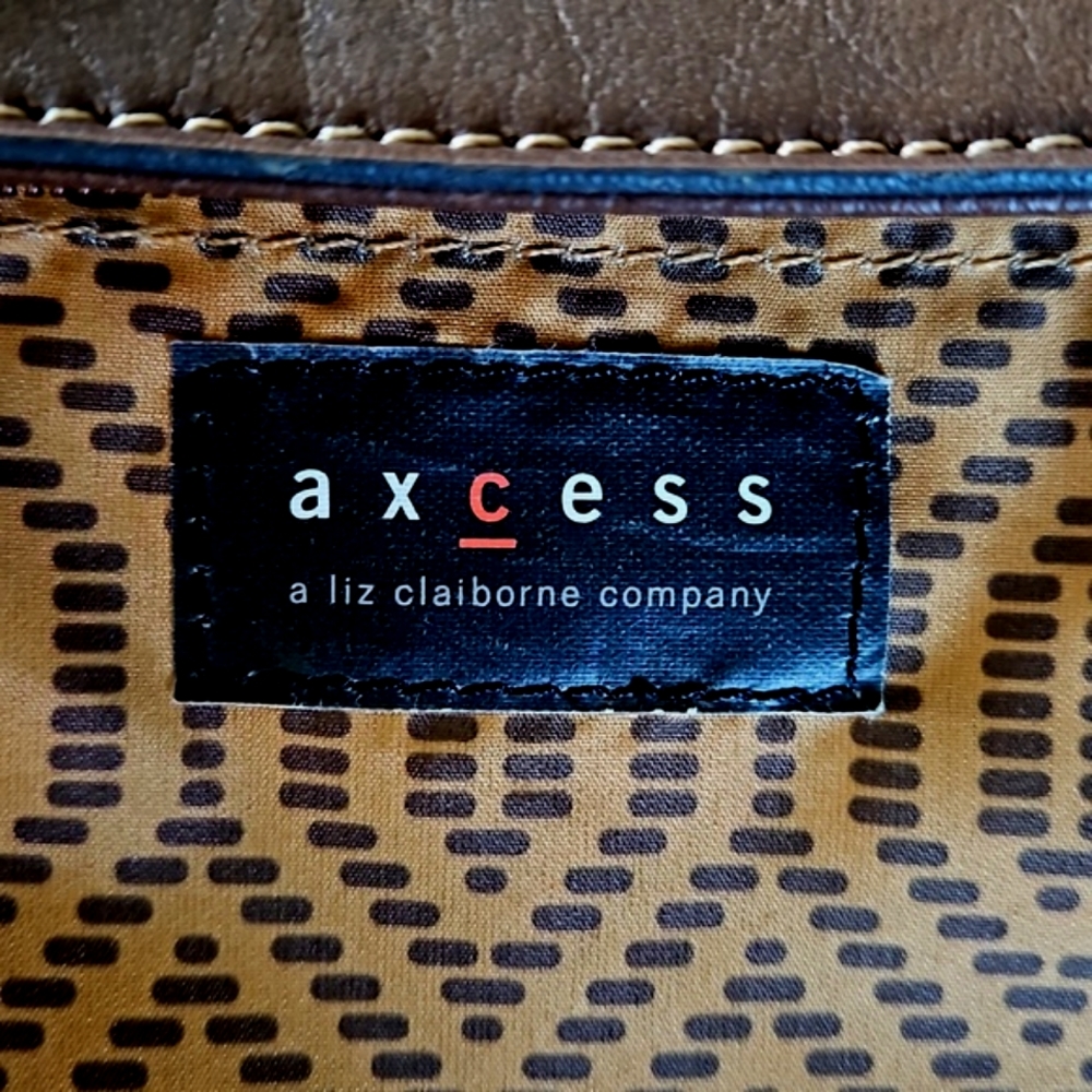Liz Claiborne Axcess Brown Faux Leather Vintage Satchel Crossbody Bag Purse - Picture 12 of 13